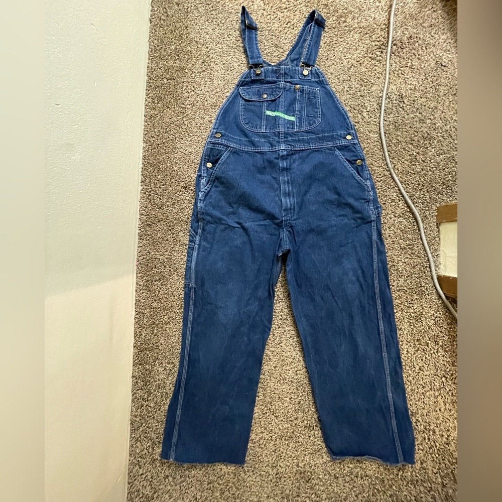 Vintage KEY Imperial Denim Overalls 42 Waist Workwear Blue USA
